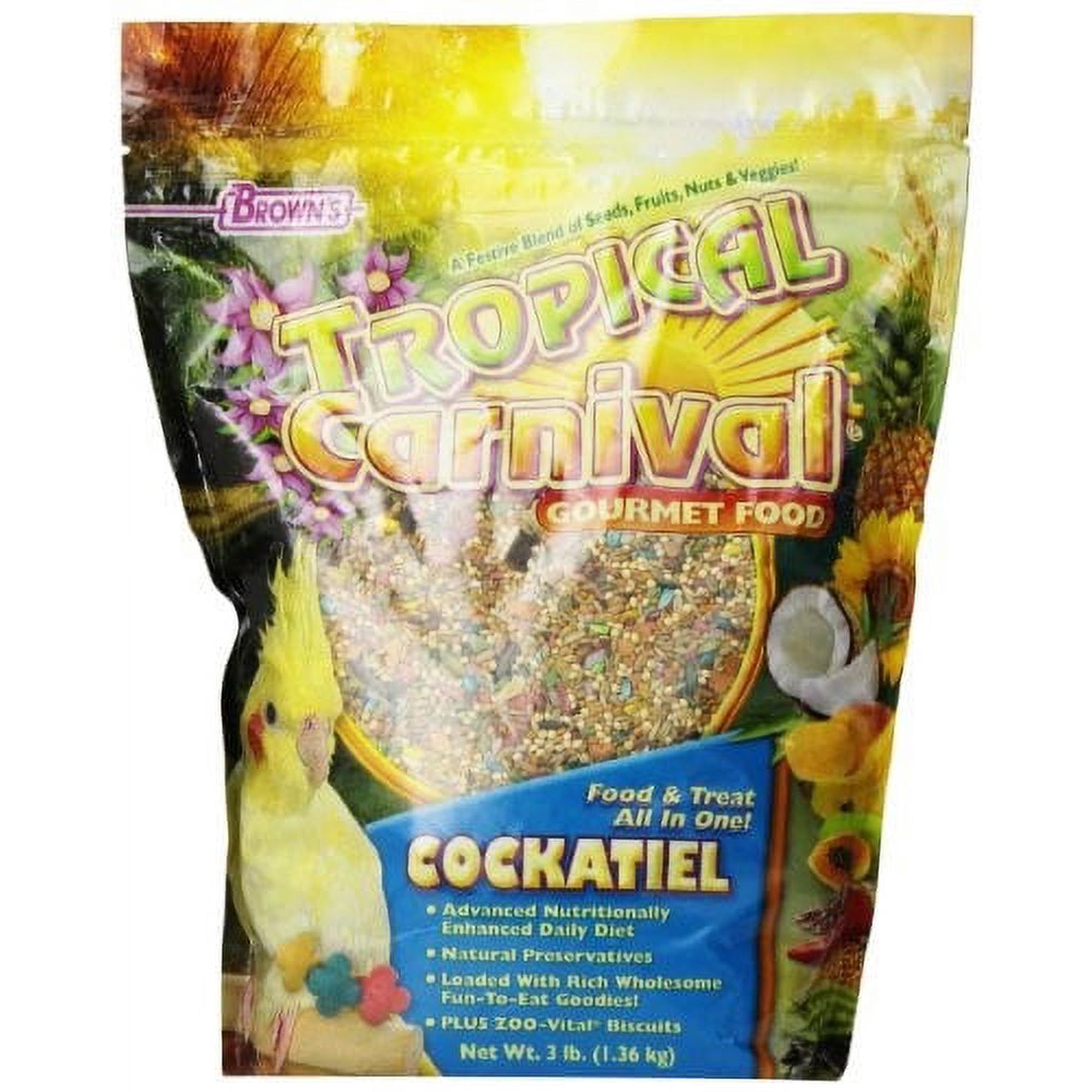 Brown's Tropical Carnival Cockatiel Bird Food, 3 Lb