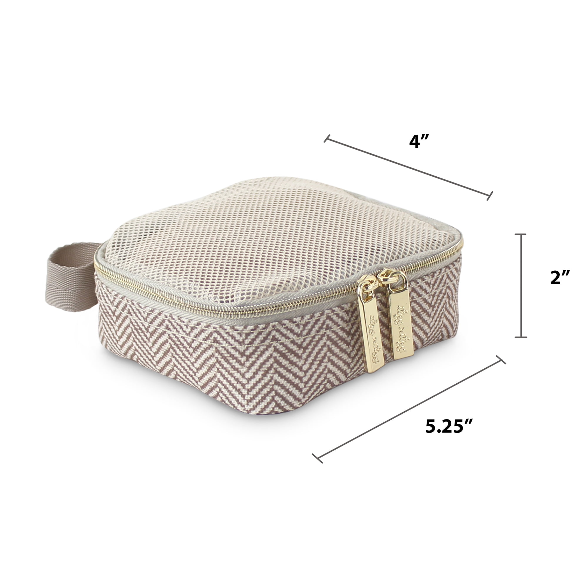 Itzy Ritzy Packing Cubes - Set of 3 Packing Cubes or Travel Organizers; Each Cube Features a Mesh Top, Double Zippers and a Fabric Handle; Taupe