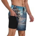 thumbnail image 2 of Fotbe Moonlit Sea Sailboat Traje de Baño para Hombre – Shorts de Natación de Secado Rápido con Forro y Bolsillos-XX-Large, 2 of 6