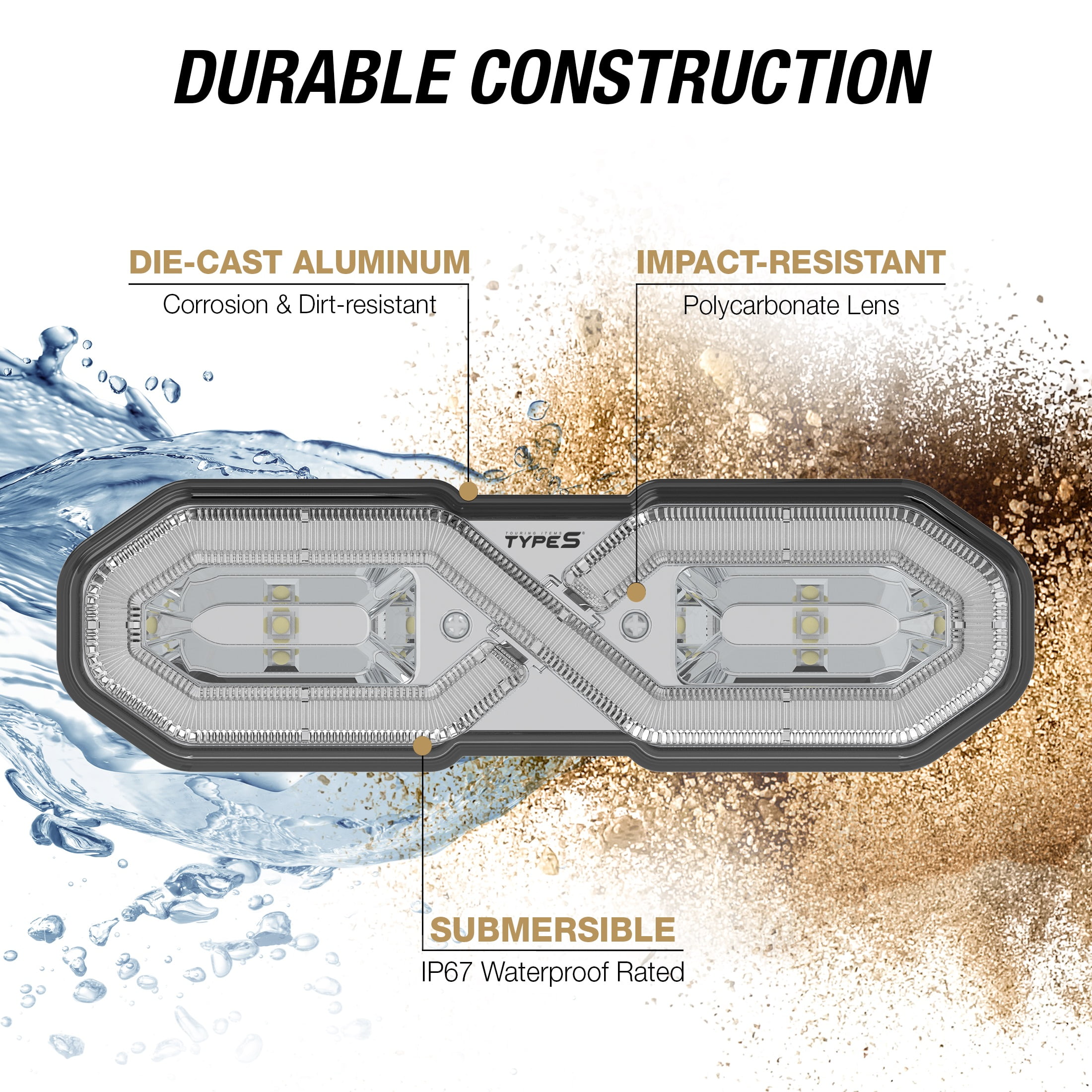 Type S Elevate LED Chase Light - DOT Compliant, 5 Light Modes, Waterproof, Die-Cast, Surface & Tube Mounting Kit Included, Truck, Jeep, UTV, ATV, SUV, 7 inches, 1 Pack
