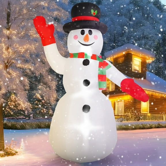 8ft Snowman Christmas Inflatables, Blow up with LED Lights Built-in for Holiday/Party/Yard/Garden Decoration