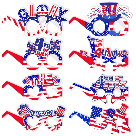 Memorial Day Saving!4th of July Decorations, Independence Day Props USA Themed Party Funny Paper Glasses Decorations