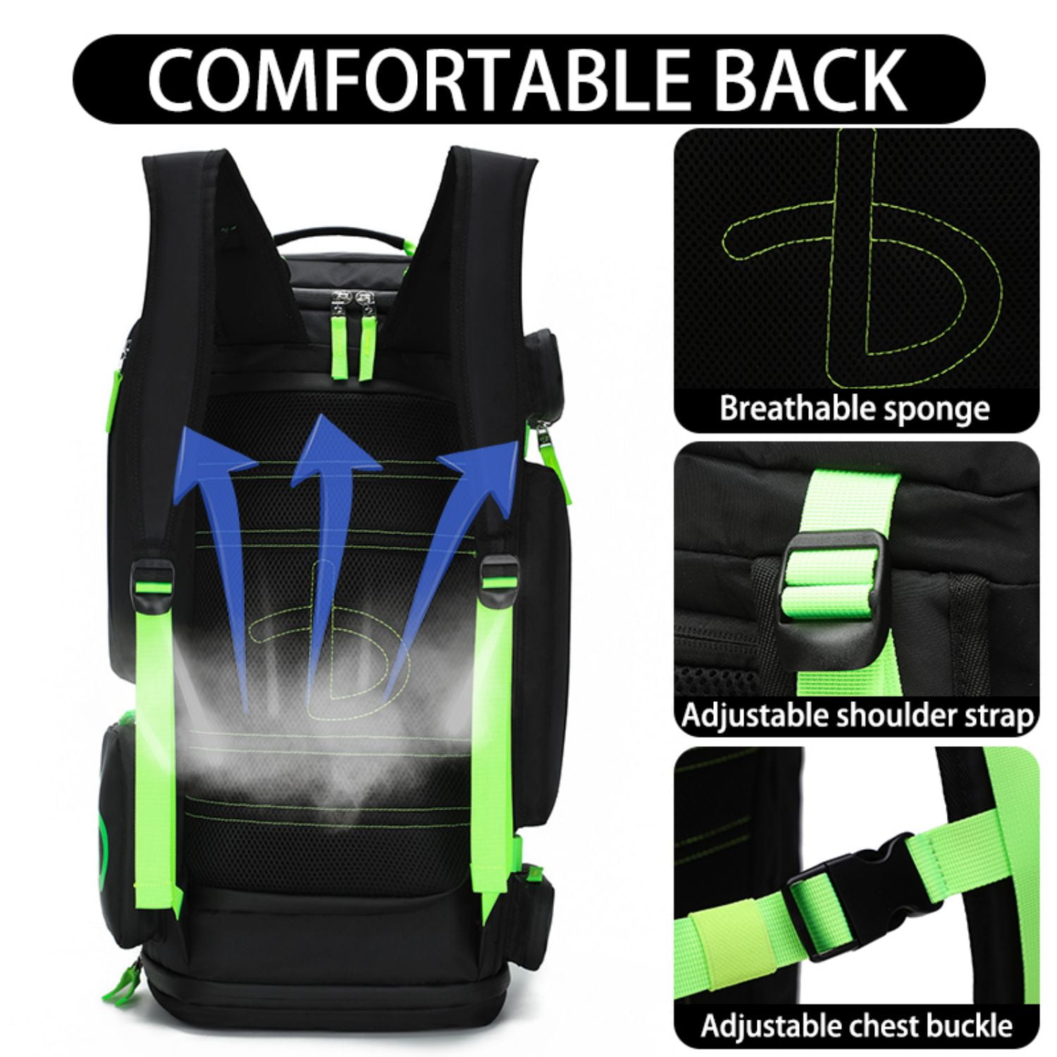 BE SMART 50L Extra Large Gym Backpack for Men, Big Gym Bag with Shoes Compartment, Waterproof Heavy Duty Duffel Bags, Men's Workout Backpacks for Outdoor Sport,Hiking,Camping (XL)