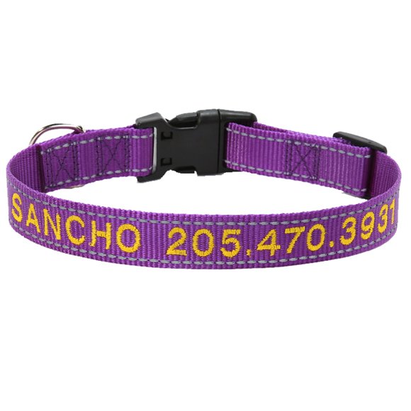 Customized personalized dog ID collar embroidered pet name phone collar