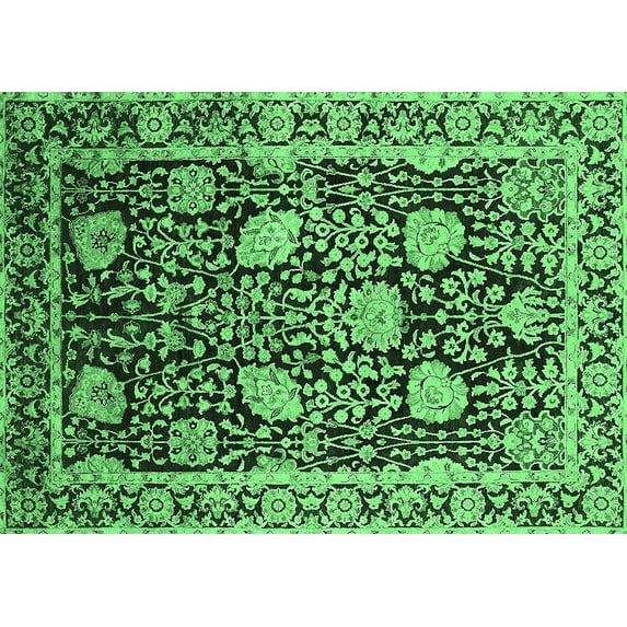 Ahgly Company Indoor Rectangle Oriental Emerald Green Industrial Area Rugs, 8' x 10'