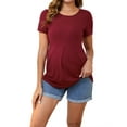 thumbnail image 2 of INSPIRE CHIC Women's Mother's Day Maternity Top Short Sleeve Crewneck Wrinkle Design Blouse Waist Tiered Maternity T-Shirt Red XX-Large, 2 of 6