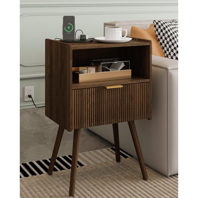 Mesita de noche moderna Nightstand Veegle con cajón de almacenamiento