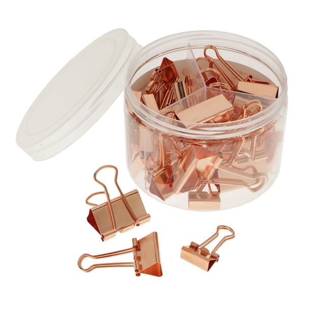 Paquete de 42 Clips de metal para carpetas Abrazaderas de papel Surtido Resistente Reutilizable Conveniente , oro and rosa, 19-32mm Yotijar Grapas de acero clips de la carpeta