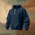thumbnail image 6 of LWavelet Men's Quarter Zip Hoodie with Utility Pockets - Casual Everyday Fall Winter Pullover Navy 2XL, 6 of 6