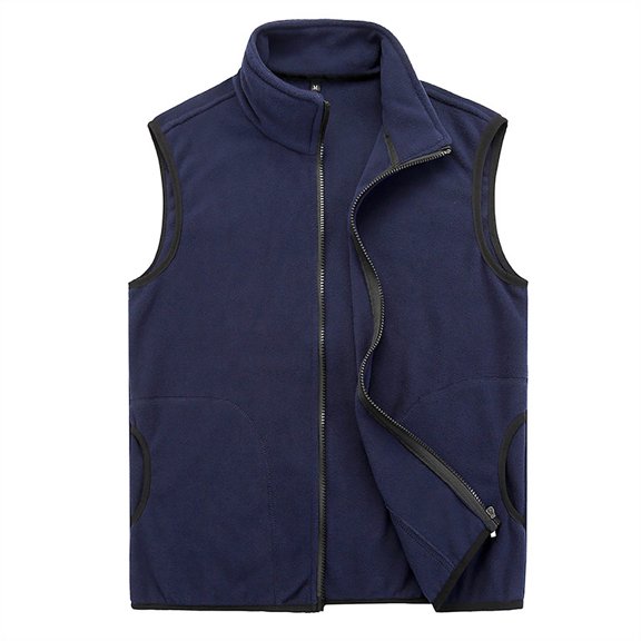 Pimfylm Men's Cotton Vest Fall Winter Casual Vest for Men Polar Fleece Zipper Solid Color Pocket Tops