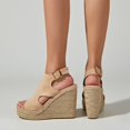 thumbnail image 4 of Zapatos de mujer Casual Peep Toe Cuñas Tacones súper altos Hebilla Correa Sexy Sandalias de suela de paja Wmkox8yii sa4122, 4 of 9