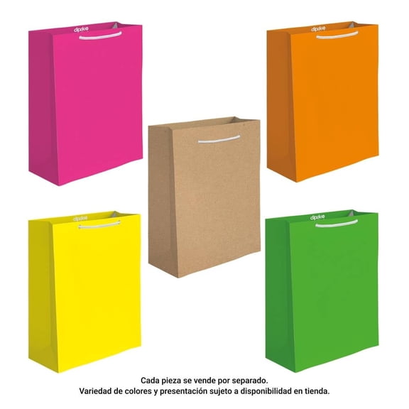 Bolsa para Regalo Dipak Mediana Kraft+Neón Varios Modelos con 2 Piezas