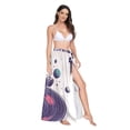 thumbnail image 2 of FORMRS Womens Long Sarong Beach Wrap Semi-Sheer Bikini Skirt Bathing Swimsuit Cover Up, Orange Astronaut Planet, 2 of 7