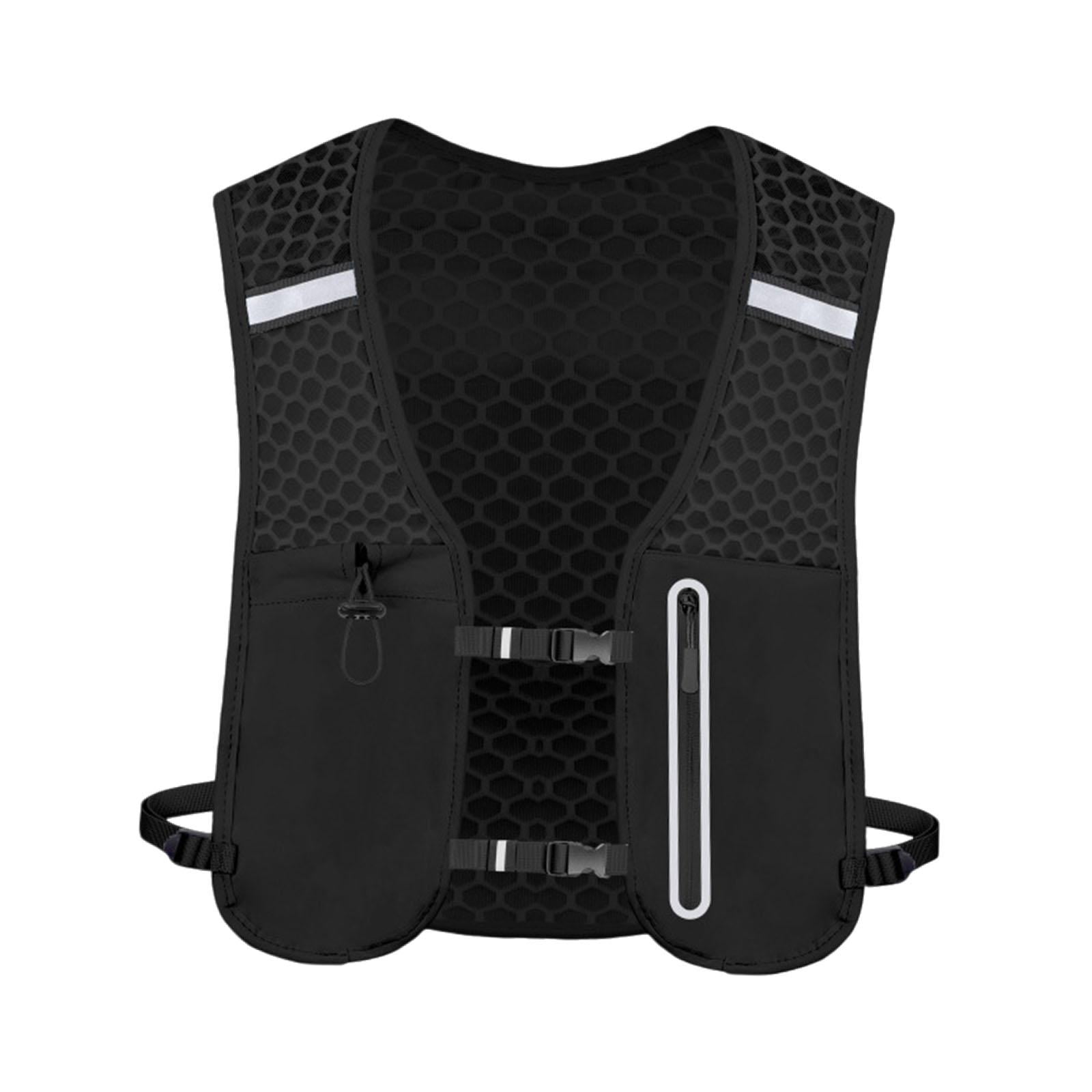 QccHieUs Running Vest Pack 2 L with Adjustable Waistband Outdoor Sports Bag for Women Men black