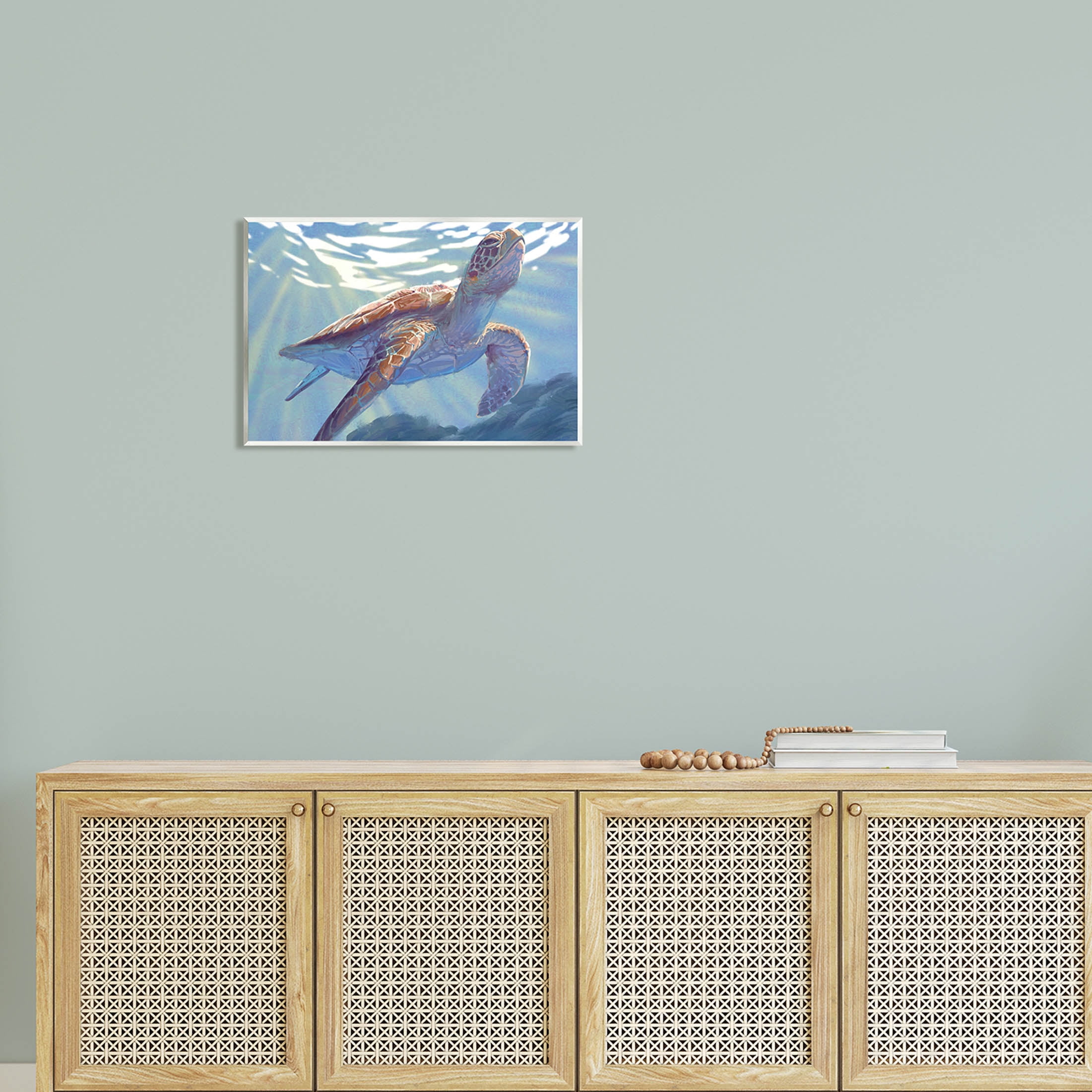 Stupell Industries Deep Ocean Sea Turtle Painting Unframed Art Print Wall Art, Design by Ziwei Li