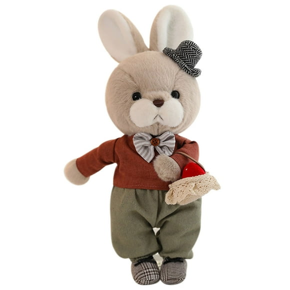 Country Love Rabbit Couple Plush Doll Set Stuffed Animal Pair Soft Hugging Toys For Valentine Anniversary Gift Home Decor 100% Polyester Material D D