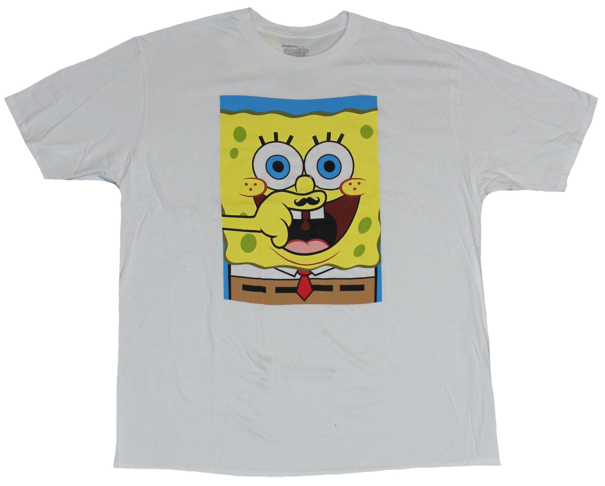 Spongebob Squarepants Mens T-Shirt - Drawing Finger Mustache Bob Image ...