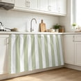 thumbnail image 3 of Sage Green Striped Cabinet Curtain 28"W x 51"L, Modern Farmhouse Sage Green White Stripes Dust-Proof Privacy Curtain for Closet Shelves Self Adhesive, Sink Skirt for Bathroom Vanity Kitchen Laundry, 3 of 9