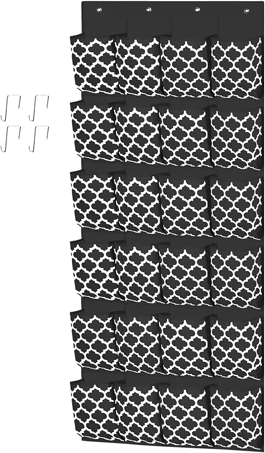 Over The Door Shoe Rack Organizer, Hanging Shoe Holder with 24 Extra Large Fabric Pockets for