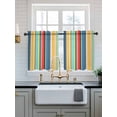 thumbnail image 2 of Colorful Stripes Tier Curtains 36 Inch Length,Sheer Curtains for Bedroom Living Room Window Modern Abstract Art Vertical Striped Small Half Window Kitchen Curtains & Drapes 27.5"x36" 2 Panels, 2 of 6