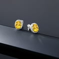 thumbnail image 5 of Gem Stone King 925 Sterling Silver Yellow Citrine Halo Earrings for Women (3.48 Cttw, Gemstone Birthstone, Oval 9X7MM), 5 of 6