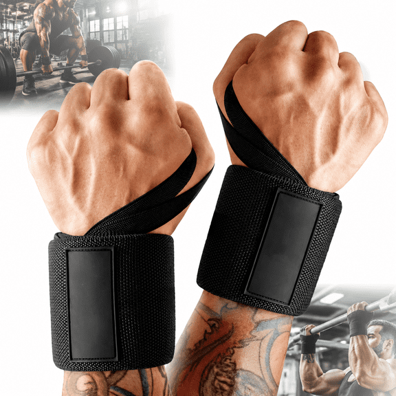 Emlimny 21" Elastic Wrist Wraps for Weightlifting,Gym Breathable Wrist Support Brace with Thumb Loop & Left/Right Tabs,Workout Wrist Straps for Cross Training, Powerlifting & Strength Training 