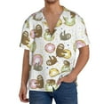 thumbnail image 3 of Xecao offers the Donut Sloth for Men's Casual Short-sleeved Shirt, a button-up collared shirt with a pocket, perfect for beach vacations and yacht travel in the 4X-Large size., 3 of 7