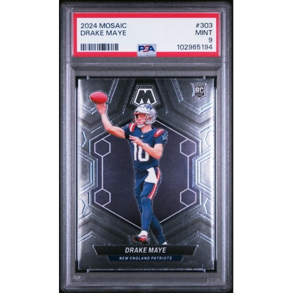 Graded 2024 Panini Mosaic Drake Maye #303 Rookie RC Football Card PSA 9 Mint