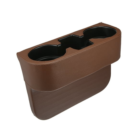 Car Seat Gap Filler Multi-function Cup Holder Car Seat Organizer Console Side Pocket Storage Box Brown