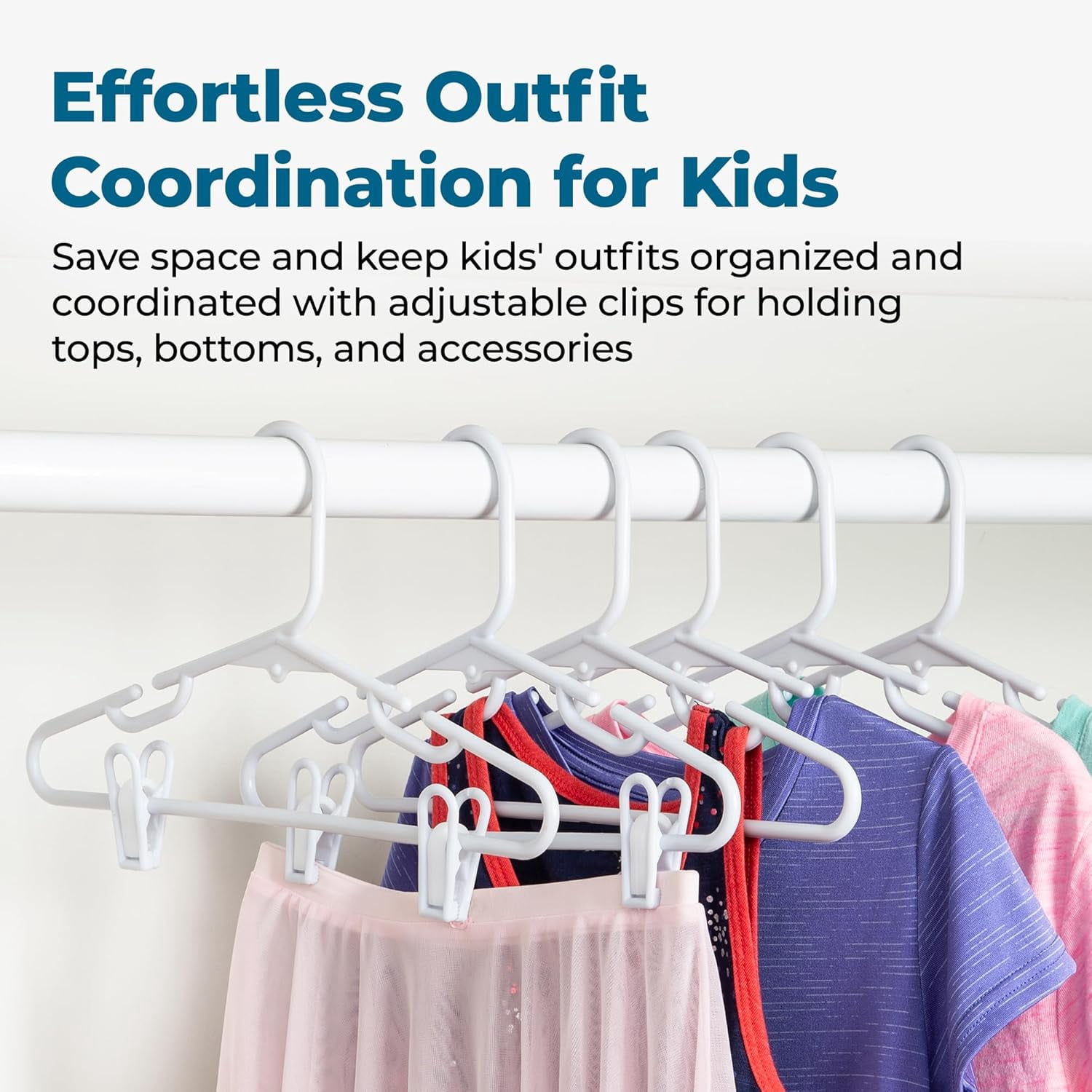 Kids Clothes Hanger, Baby Clothes Hangers with Clips, Removable Clips are Designed to Keep Bottoms and Tops Perfectly Paired, Making it Easier to Organize and Store Outfits, 18 Pack