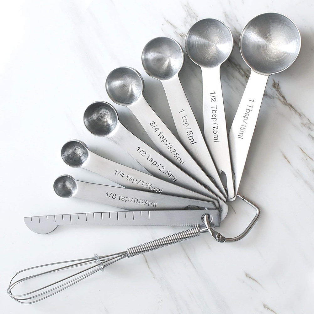 Hot Stainless Steel Measuring Soup Spoons Set Baking Scoop Teaspoon Kitchen Tool 