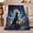 Dog Under Aurora, variant on Scholarly Black Dog Library, Peaceful Pet Portrait Pattern, Warm Flannel Blanket for Living Room and Bedroom, Dog Lovers Just Because Gift, Pet Lover Home Decor