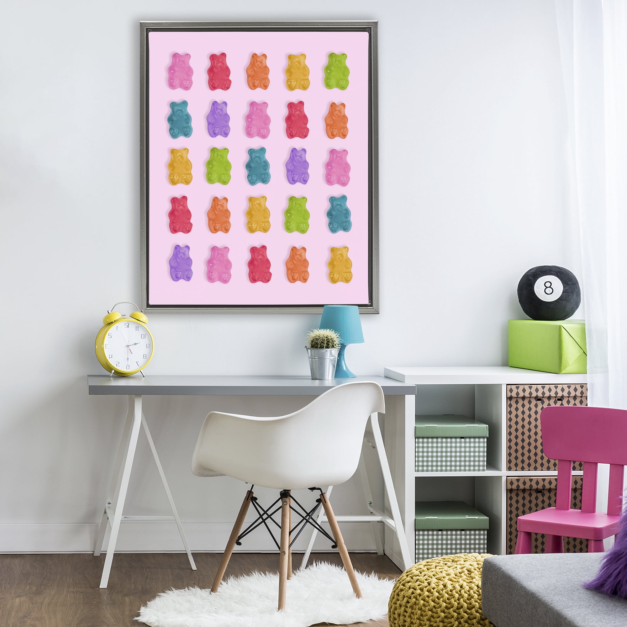 Stupell Industries Pastel Gummies on Pink Gray Framed Floater Canvas Wall Art, design by LISH Creative