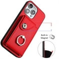 thumbnail image 3 of ELEHOLD for iPhone 11 Wallet Case PU Leather Organ Card Slots Holders Magnetic Button Finger Ring Holder Stand Shockproof Full Protective Case,red, 3 of 7