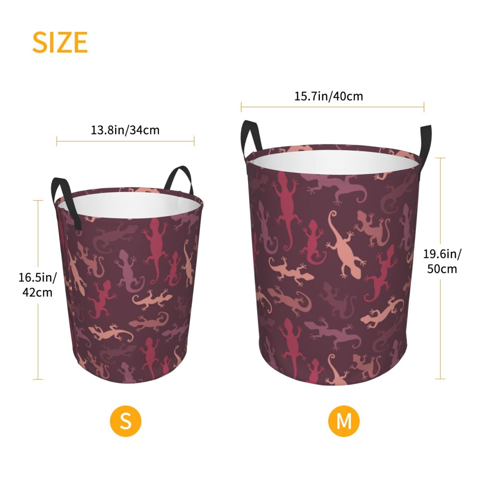 Large Laundry Basket with Handles - Painted Gecko Lizard Kids Baby Dirty Clothes Laundry Hamper for Bedroom Aesthetic