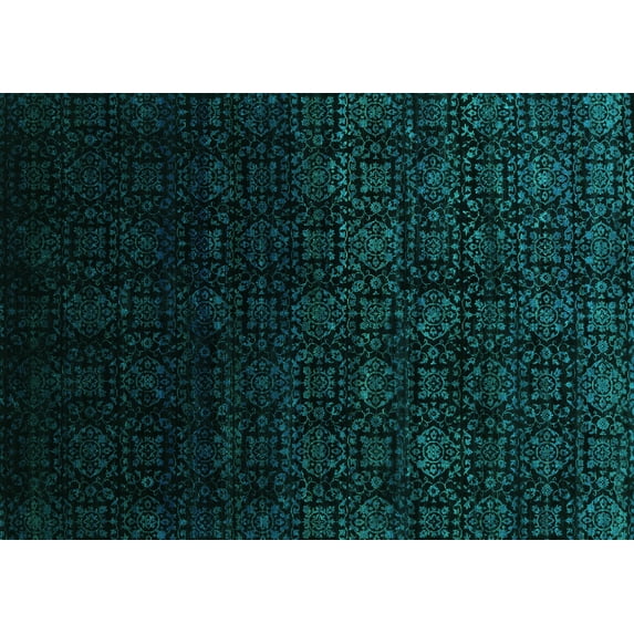 Ahgly Company Indoor Rectangle Abstract Turquoise Blue Contemporary Area Rugs, 2' x 3'