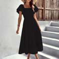 thumbnail image 2 of WILLBEST Robe Femme Tendance Robe Décontractée Épaules Dénudées Manches à Volants Idéale pour l'Été pour Activités Extérieures et Fêtes, 2 of 6