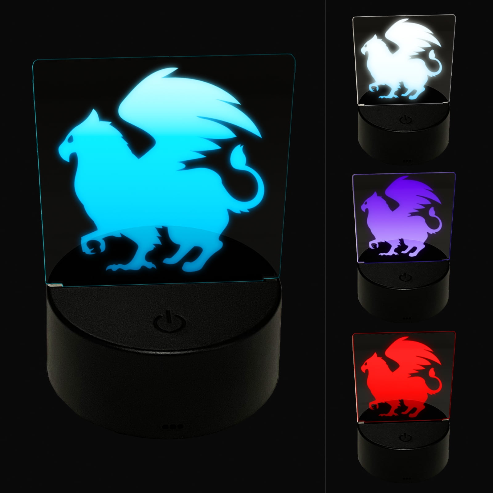 Regal Griffin Fantasy Silhouette LED Night Light Sign 3D Illusion Desk