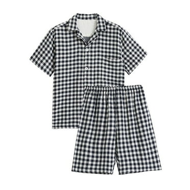 Jgppe Mens Cotton Sleepwear Button down Short Sleeve Breathable Shirt Short Pant Comfy Pajamas Set