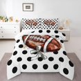 thumbnail image 3 of Manfei Cartoon Rugby Ribbon Bedding Comforter Set for Teens, Fashion Abstract Twin Comforter Sets, Black White Polkadots Reversible Bedding Set, Breathable Home Decor, 2-Piece, 3 of 8
