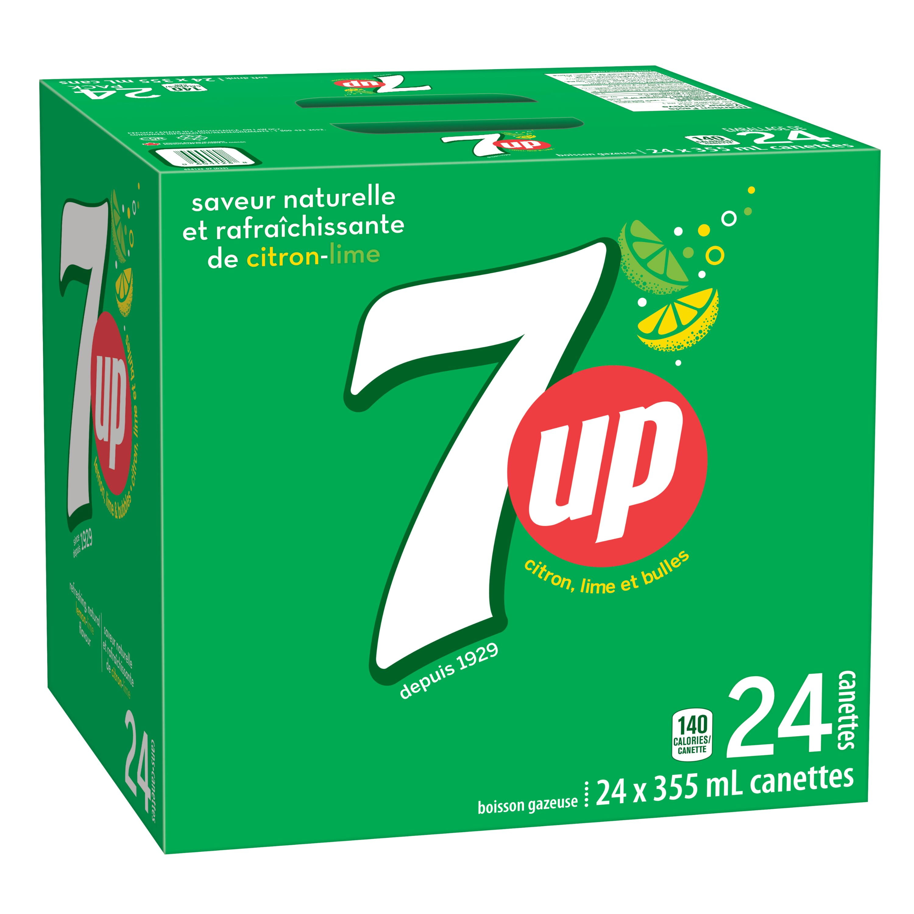 7UP Boisson gazeuse Citron Lime 24 x355 mL,Canettes 24x355mL