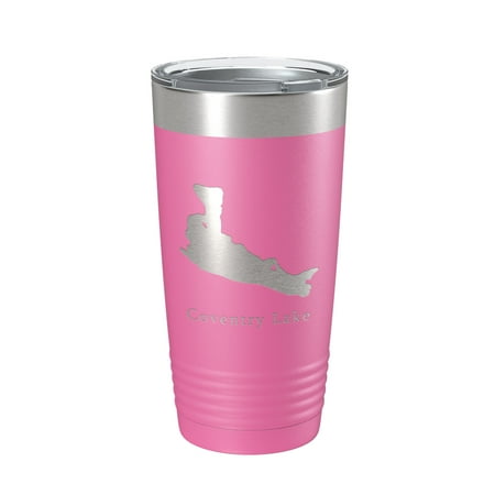 

Coventry Lake Map Tumbler Travel Mug Insulated Laser Engraved Coffee Cup Connecticut 20 oz Pink