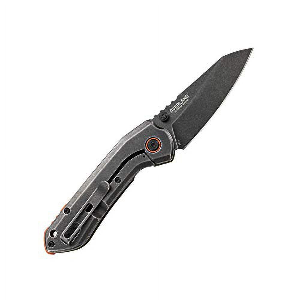 CRKT Overland Outdoor Survival Folding Knife with Frame Lock: Stainless Steel Plain Edge Blade, G10 Handle, Pocket Clip, 6280