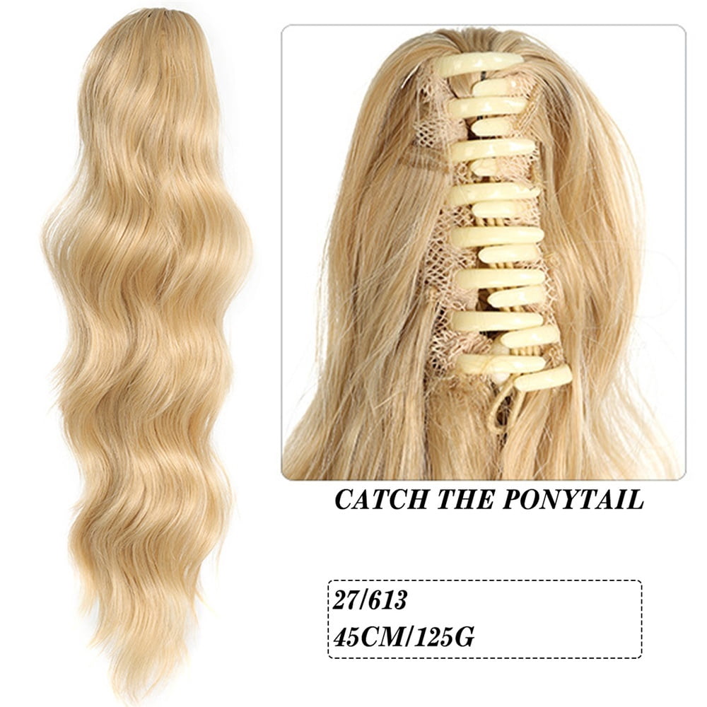 Long Wavy Curly Ponytail Hair Extension 18" Synthetic Claw Clip Ponytail Fake Hair Piece