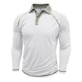 thumbnail image 4 of MIXUE Polo Shirts For Men Summer Solid Color Lapel Button Down Long Sleeve Slim Fit Casual Daily-Wear,White,XL, 4 of 7