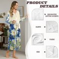 thumbnail image 5 of SEANATIVE Women's Nightgowns Soft Button Front Sleep Shirt Long Sleeve Night Gown Fall Winter Pajama Dress Cozy Full-Length Nightwear for Home Bedroom, 3XL, Blue Lily Daisy Butterfly Cream White, 5 of 7