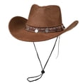 thumbnail image 1 of Chapeau de Soleil Vintage Western Unisexe, Grand Bord pour Protection Solaire, Chapeau de Cowboy Respirant pour Extérieur avec Corde Réglable pour Randonnée, Festival, Usage Quotidien, 1 of 3