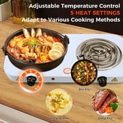 Portable 2000W Electric Double Burner 110V Hot Plate Heating Cooktop Camping Dorm Stove Cooker with Plug (White)
