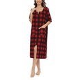thumbnail image 2 of Valcatch Women's Zipper Robes Half Sleeve Below the Knee Lightweight Plaid Loungewear with Pockets S-2XL, 2 of 6