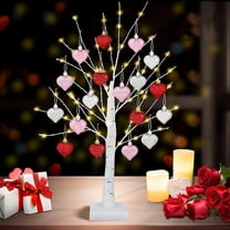 TOPRenddon Valentines Day Decor 24 inch Valentines Day Decoration Lighted Tree with 18 Heart Ornaments -USB/Battery Operated Valentines Decor Tree Light, Valentine's Day Trees